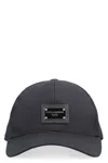 Dolce & Gabbana Logo Plaque Blue Hat In Black