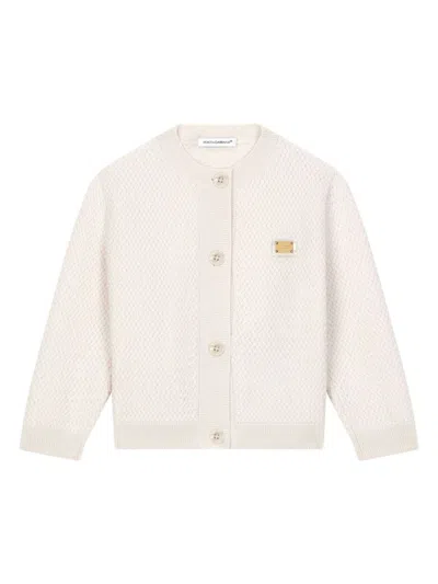 Dolce & Gabbana Babies' Basket-weave Cardigan In Grey