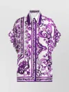Dolce & Gabbana Silk Shirt With Bold Floral Print In Purple