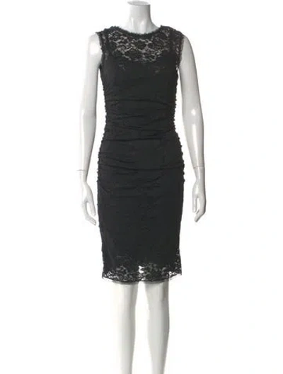 Pre-owned Dolce & Gabbana Bateau Neckline Knee-length Dress In Black