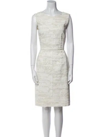 Pre-owned Dolce & Gabbana Bateau Neckline Knee-length Dress In Neutral