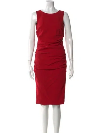 Pre-owned Dolce & Gabbana Bateau Neckline Knee-length Dress W/ Tags In Red