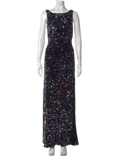 Pre-owned Dolce & Gabbana Bateau Neckline Long Dress In Multi
