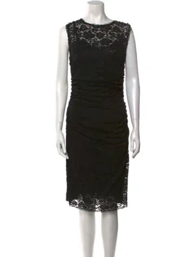 Pre-owned Dolce & Gabbana Bateau Neckline Midi Length Dress In Black