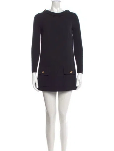 Pre-owned Dolce & Gabbana Bateau Neckline Mini Dress In Black