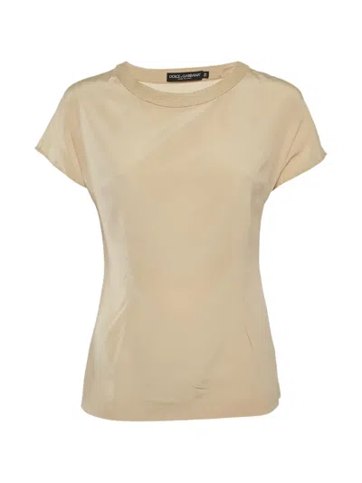Pre-owned Dolce & Gabbana Bateau-neck Crepe Top In Neutral