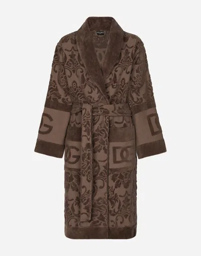 DOLCE & GABBANA BATHROBE IN TERRY COTTON JACQUARD