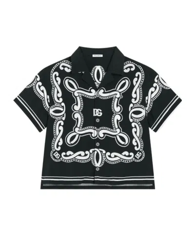 Dolce & Gabbana Batik Shirt With Bandanna Print In Black