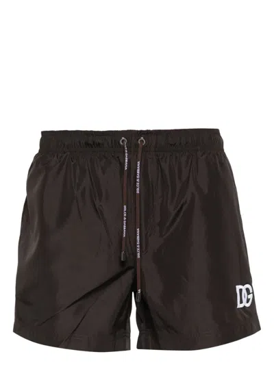 Dolce & Gabbana Beach Shorts In Brown