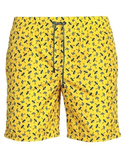 Dolce & Gabbana Beachwear Man Swim Trunks Yellow Size 36 Polyester, Polyamide, Elastane