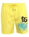 Dolce & Gabbana Beachwear Man Swim Trunks Yellow Size 40 Polyester