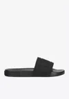 Dolce & Gabbana Beachwear Sliders With Embossed Logo Strap In Black