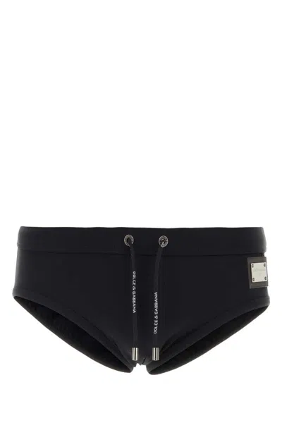 DOLCE & GABBANA DOLCE & GABBANA BLACK LOGO SLIP BEACHWEAR