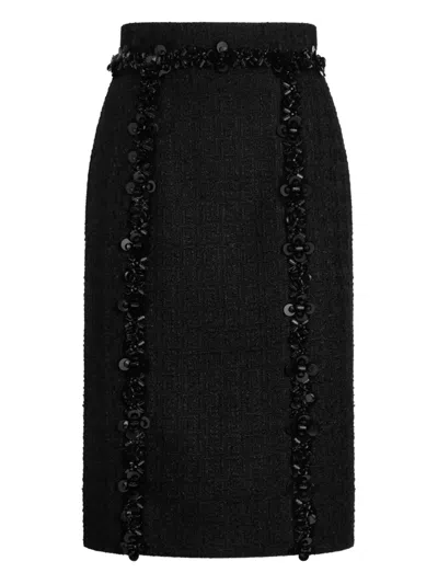 Dolce & Gabbana Bead-embellished Pencil Skirt In Black