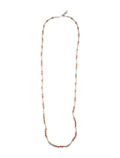 Pre-owned Dolce & Gabbana Beaded 'd&g' Logo Necklace, 43.75" In Orange