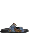 Dolce & Gabbana Flat Denim Slippers With Embroidery In Blue