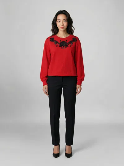 Dolce & Gabbana Beaded Logo Acetate Sweatshirt In Red