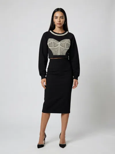 Dolce & Gabbana Beaded Logo Sweatshirt In Black