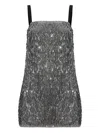 Dolce & Gabbana Mini Dress With Spaghetti Straps And Sequins In Gray