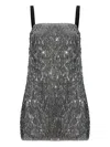 Dolce & Gabbana Mini Dress With Spaghetti Straps And Sequins In Gray