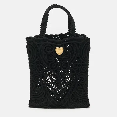 Pre-owned Dolce & Gabbana Beatrice Black Lace Tote