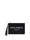 Dolce & Gabbana Black Pouch With Contrasting Rubberized Logo In Black