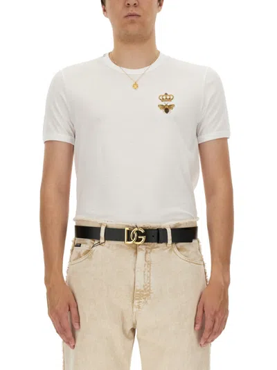 Dolce & Gabbana Bee And Crown Embroidered Tshirt