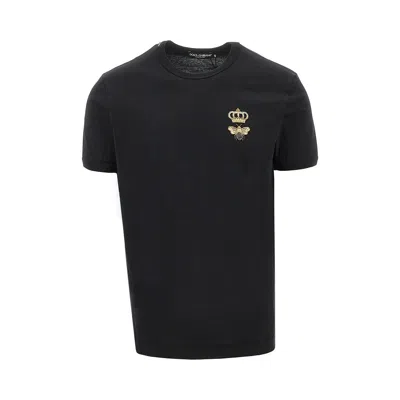 Dolce & Gabbana Bee And Crown Embroidery T-shirt In Black