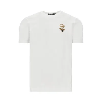 Dolce & Gabbana Bee And Crown Embroidery T-shirt In White