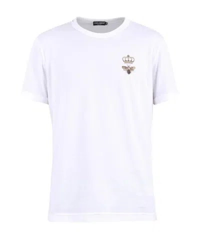 Dolce & Gabbana Embroidered Cotton T-shirt In White
