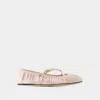Dolce & Gabbana Pink Ballet Flats With Metallic Dg Logo Plaque In Beige