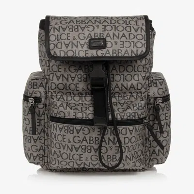 Dolce & Gabbana Kids' Beige & Black Drawstring Backpack (34cm) In Gray