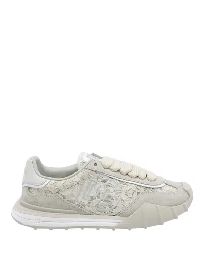 Dolce & Gabbana Beige And White Dg Atlhetic Sneakers In Neutral