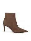 Dolce & Gabbana Beige Ankle Boots With Pointed Toe And Metallic Logo In Suede Woman In Brown