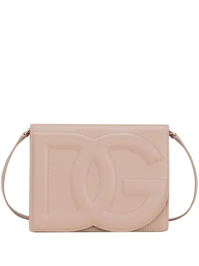 DOLCE & GABBANA BEIGE BEIGE DG LOGO LEATHER CROSSBODY BAG