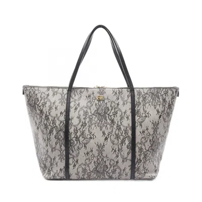 Pre-owned Dolce & Gabbana Beige Black Coated Canvas Tote Bag () In Multi
