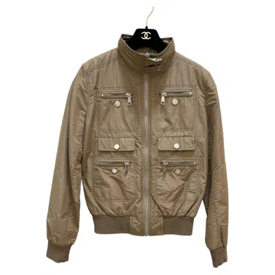 Pre-owned Dolce & Gabbana Beige Bomber Jacket It 40 With Leopard Print Lining In Brown