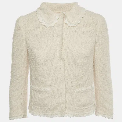 Pre-owned Dolce & Gabbana Beige Bouclé Tweed Crochet Trim Jacket S