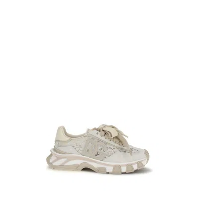 Dolce & Gabbana Beige Calf Leather Bos Taurus Low Top Sneakers In Neutral