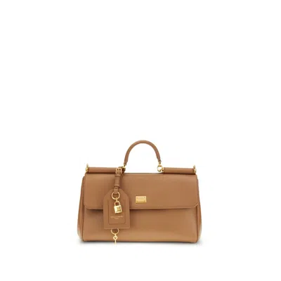 Dolce & Gabbana Beige Calf Leather Bos Taurus Shoulder Women's Bag In Sand