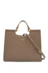 Dolce & Gabbana Beige Calfskin Tote Bag With Adjustable Shoulder Strap In Beige