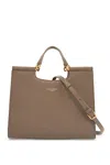 Dolce & Gabbana Beige Calfskin Tote Bag With Adjustable Shoulder Strap In Greige (beige)