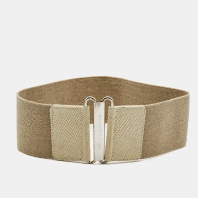 Pre-owned Dolce & Gabbana Beige Canvas And Elastic Wide Waist Belt