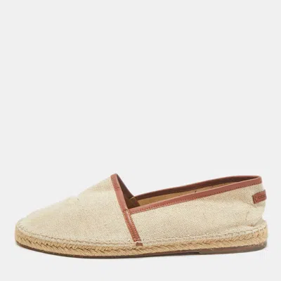 Pre-owned Dolce & Gabbana Beige Canvas Slip On Espadrille Size 41