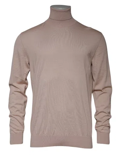 Pre-owned Dolce & Gabbana Beige Cashmere Turtleneck Pullover Men's Sweater () In Sand