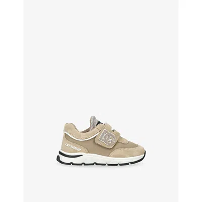 Dolce & Gabbana Babies' Beige Comb Kids' Logo-patch Mesh And Suede Trainers Eur 23 /6.5 Uk In Multi