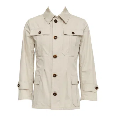 Pre-owned Dolce & Gabbana Dolce Gabbana Beige Cotton Brown Horn Buttons Pockets Field Jacket It44 Xs