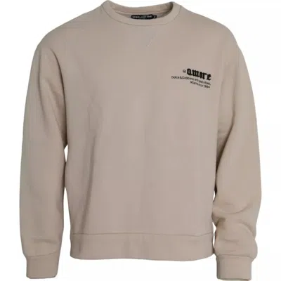 Pre-owned Dolce & Gabbana Beige Cotton Crew Neck Sweatshirt Men's Sweater ()