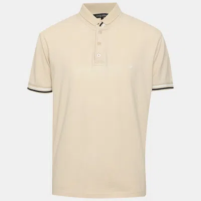 Pre-owned Dolce & Gabbana Beige Cotton Knit Polo T-shirt L In Sand