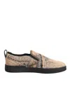 Dolce & Gabbana Beige Cotton Low Top Slip On Sneakers Shoes In Multi